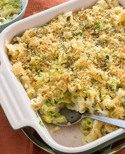 Baked Fontina Pasta with Brussels Sprouts & Sage Breadcrumbs