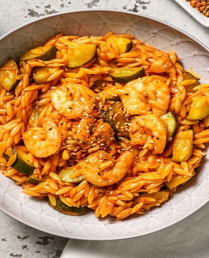 Garlicky Prawn and Tomato Orzo
