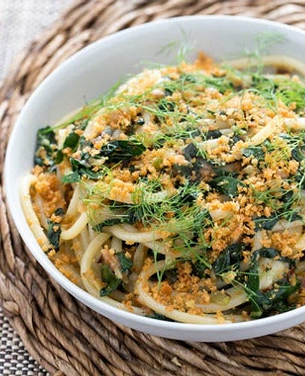 Caramelized Fennel & Kale Bucatini with Pecorino, Toasted Breadcrumbs & Powdered Honey