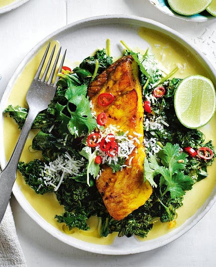 Barramundi with coconut spinach recipe