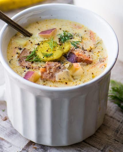 Dill Pickle and Brat Soup