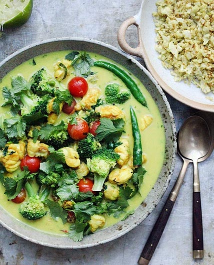 Fragrant Golden Monkfish Curry & Cauliflower Rice - amelia freer