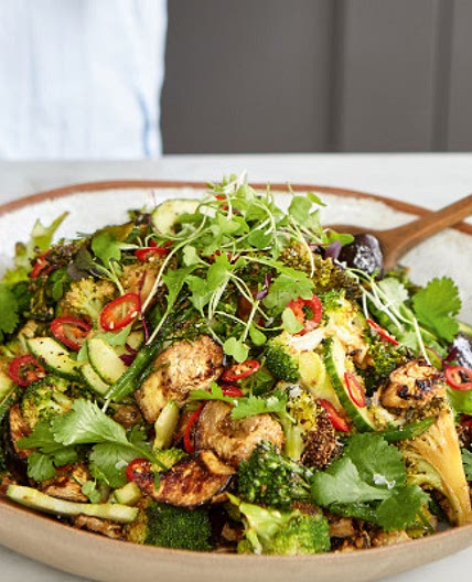 Deliciously Ella's spicy miso aubergine & broccoli salad