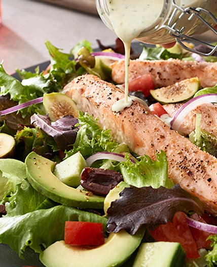 Mediterranean Salmon Salad with Greek Yogurt Dressing