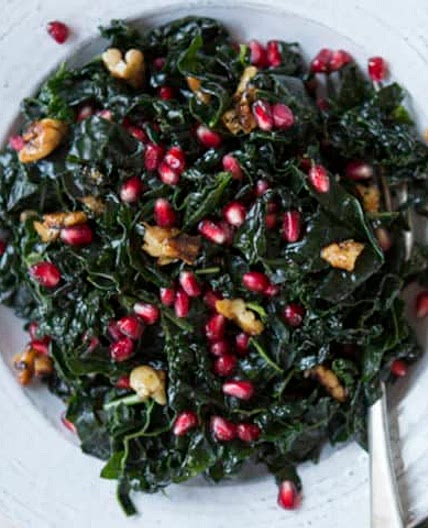 Pomegranate, Crunchy Walnut & Kale Salad