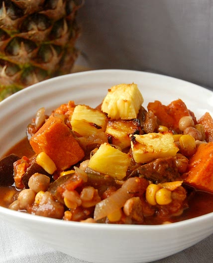 Antiguan Slow-Cooker Casserole with Grilled Pinapple