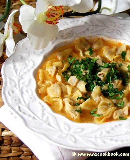 Azerbaijani Dumpling Soup, Dushbere (Dushbara) | AZCookbook.com