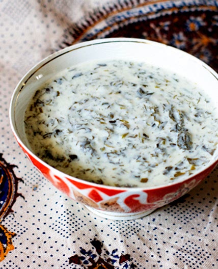 Yogurt Soup with Fresh Herbs and Chickpeas (Dovgha) | AZ Cookbook
