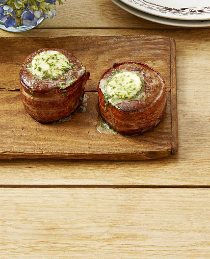 Bacon-Wrapped Filets with Cowboy Butter