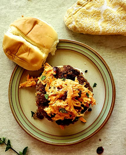 Chickpea Burgers with Mint Tahini Carrot Slaw