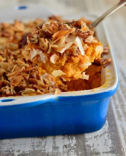 Sweet Potato Casserole w/Coconut Pecan topping