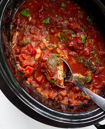 Crockpot Tuscan Chicken with Fresh Tomatoes