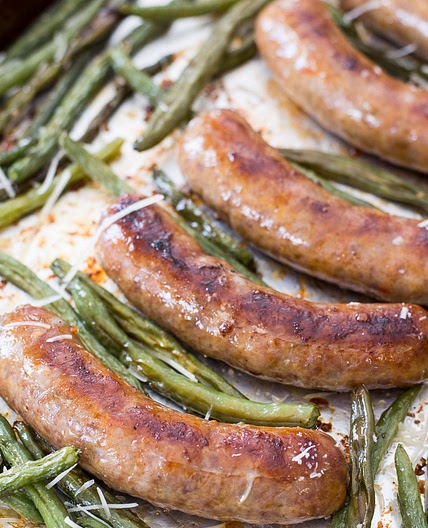 Sausage and Green Bean Sheet Pan Dinner