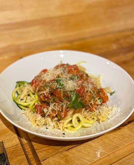 Chorizo Penne Pasta with Rocket and Tomatoes
