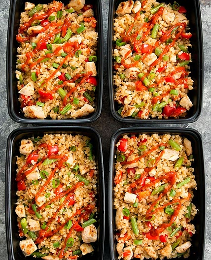 Sriracha Cauliflower Fried Rice Meal Prep