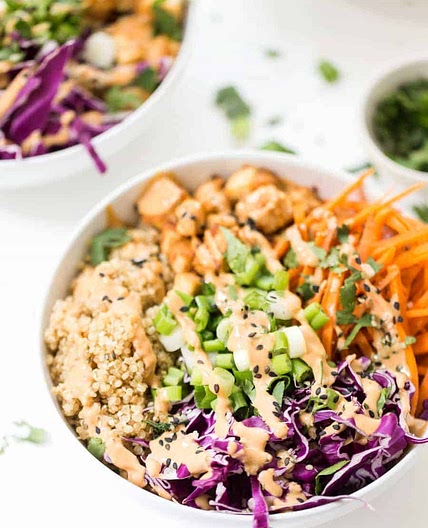 Asian Quinoa Bowls with Baked Tofu