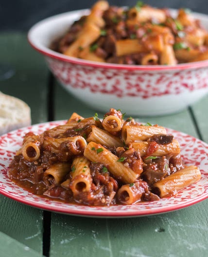 Eggplant and Mushroom Rigatoni