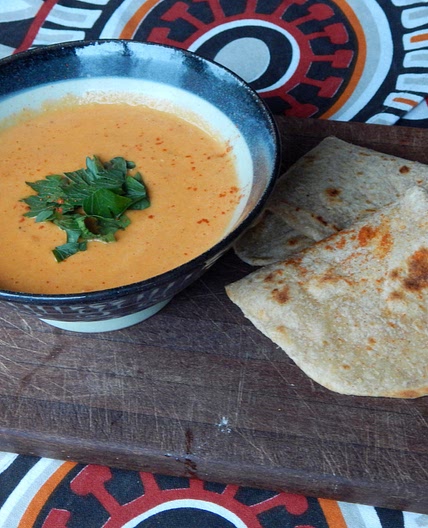Congolese Peanut soup with African Spiced Flat bread