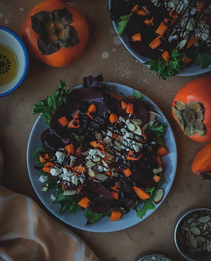 Balsalmic Beet Persimmon Salad