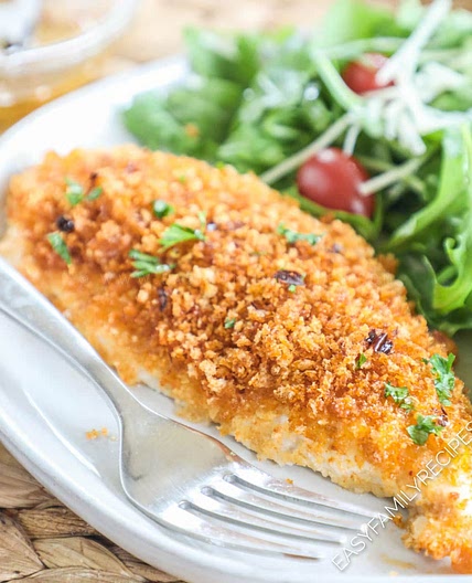 Baked Panko Crusted Chicken with Honey Drizzle