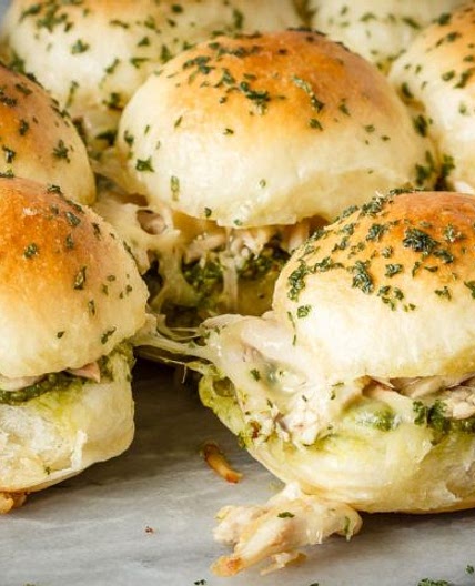 Pesto Chicken Pull Apart Sliders