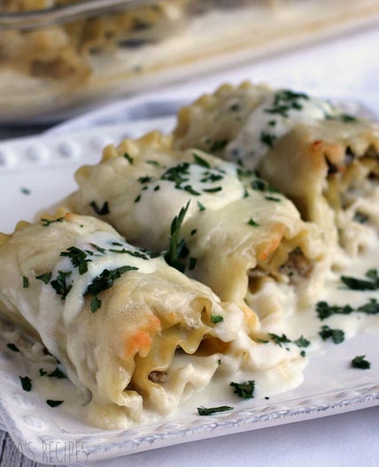 White Chicken and Spinach Lasagna Roll ups