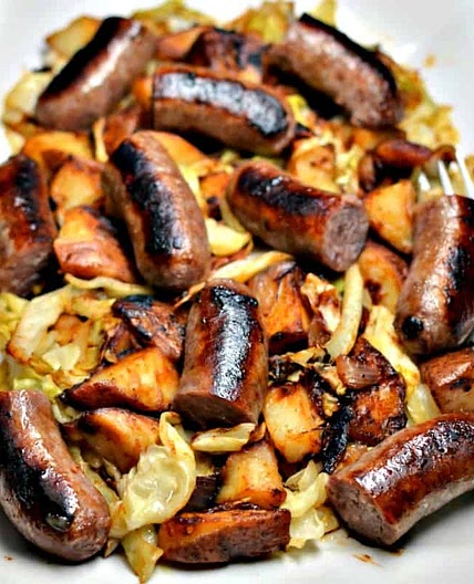 Sweet Mustard Brats and Cabbage