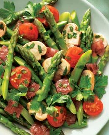 Asparagus with Mushrooms & Ham
