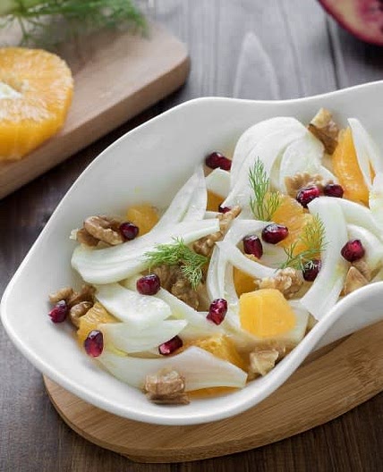 Insalata di finocchi, arancia e pollo alla piastra