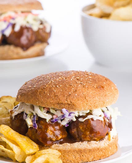 Barbecue meatball sandwich 