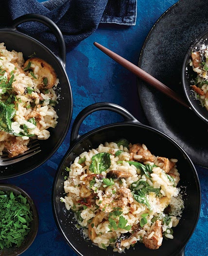 Slow cooker Italian sausage and mushroom risotto recipe
