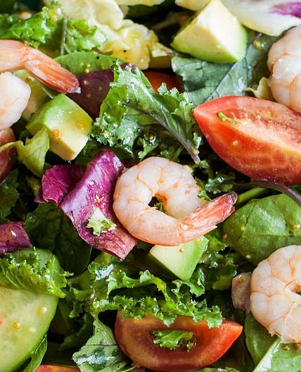 Shrimp & avocado salad with honey-mustard dressing 