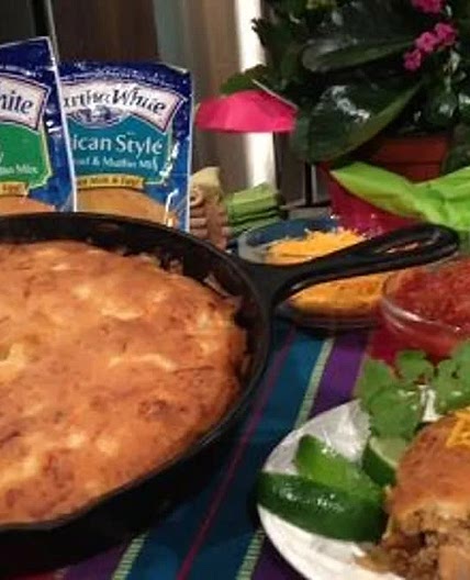 White Chicken Chili with Cheddar Hushpuppy Crust