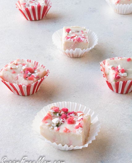 Paleo Sugar-Free White Chocolate Peppermint Fudge