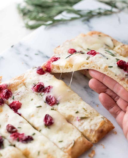 Quick + Creamy Cranberry Brie Flatbread