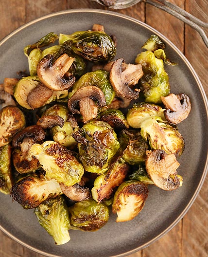 Roasted Brussels Sprouts with Mushrooms