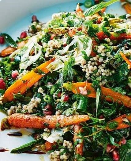 Buckwheat, pomegranate and Roasted Carrot Tabbouleh