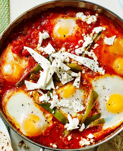 Spiced North African-style eggs with homemade flatbreads