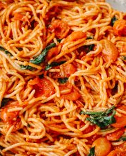 Easy Roasted Tomato and Garlic Spaghetti (Vegan, Gluten Free)