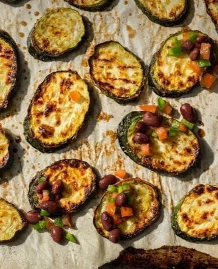 Baked Parmesan Zucchini with Black Bean Salsa