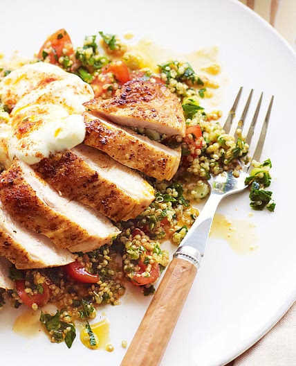 Paprika chicken with quinoa tabbouleh