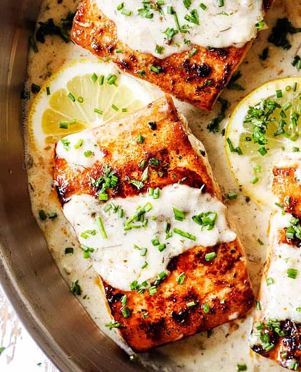 Mahi in Lemon Garlic Cream Sauce