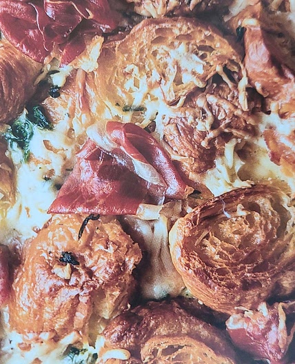 Buttery Croissant Strata with Spinach and Prosciutto 