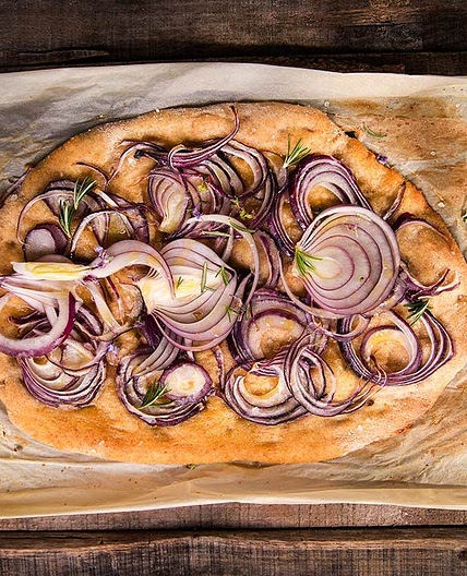 Caramelised Onion Focaccia Bread Recipe| Schwartz