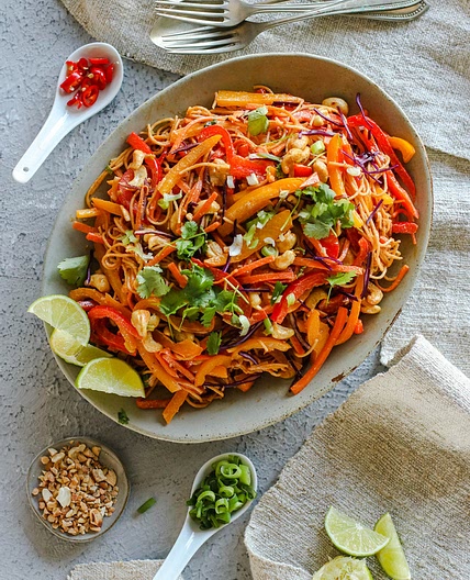 Vegetable Noodle Stir-fry with Peanut Lime Sauce