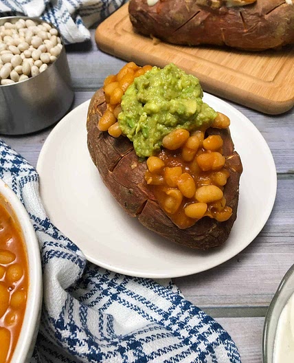 Loaded Sweet Potatoes with Baked Beans