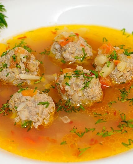 Balkan meatball soup