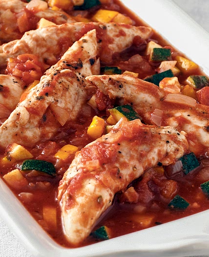 Microwave chicken with tomato sauce