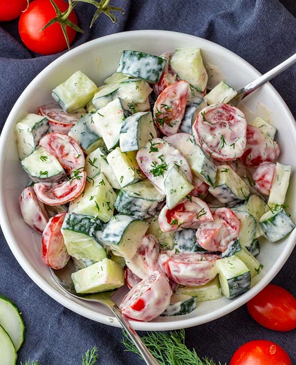 Creamy Cucumber Tomato Salad