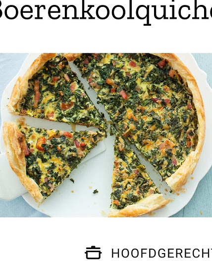 Boerenkool quiche met rookworst en spekjes